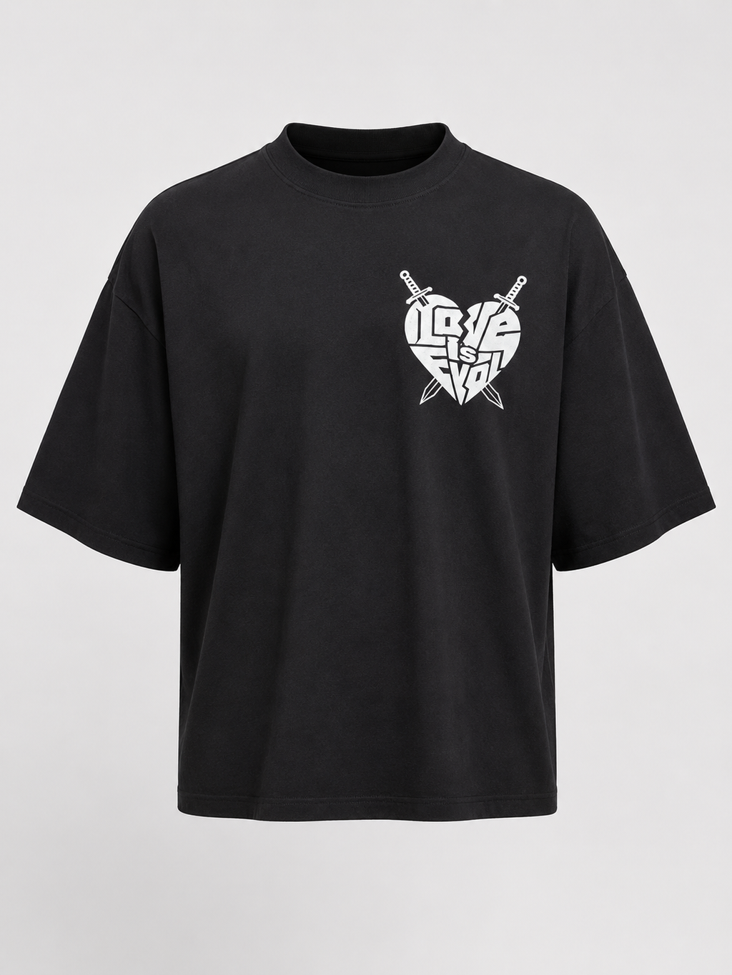 Black Oversized Love Is Evol Logo Tee