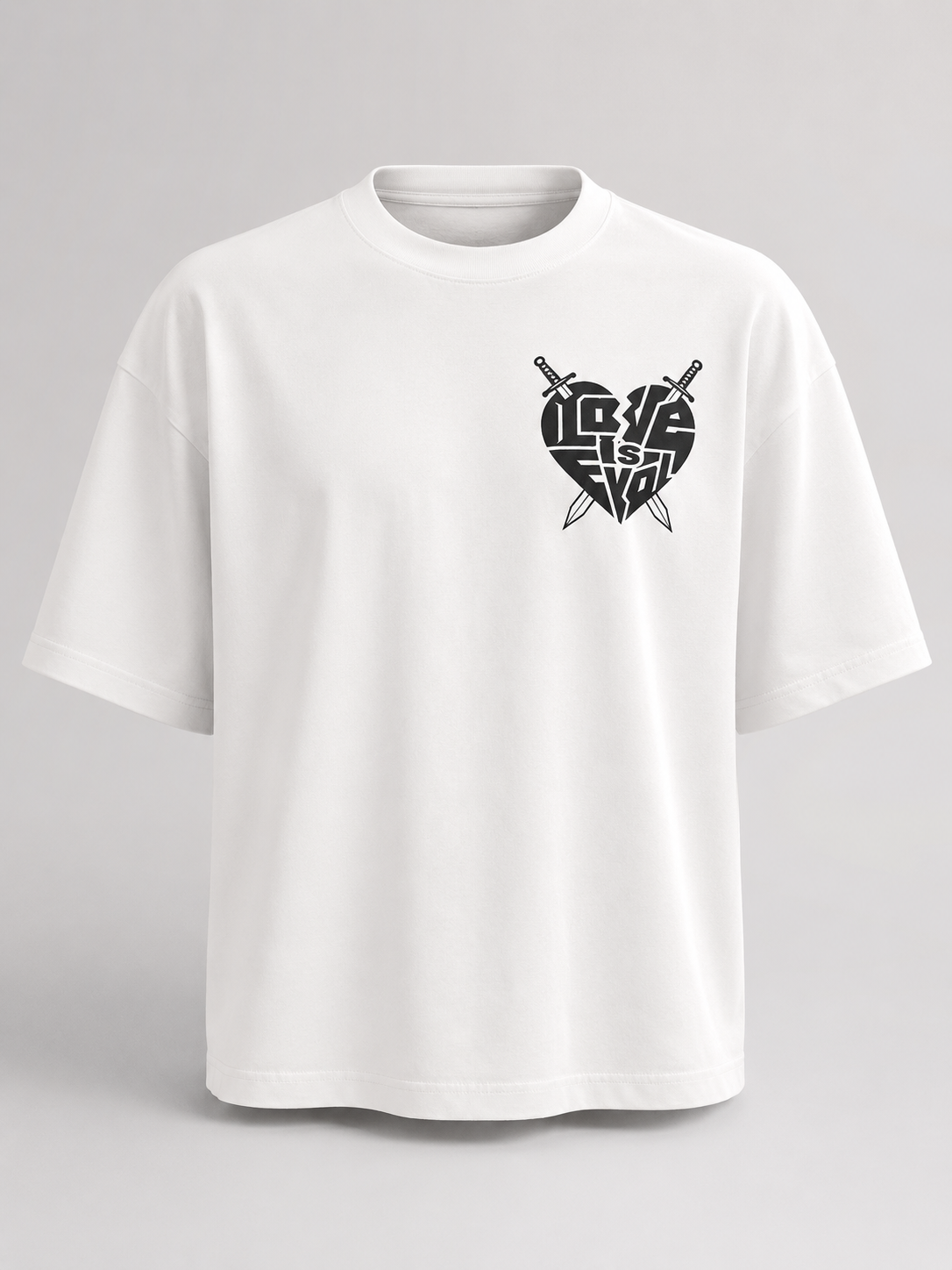 White Love Is Evol Oversized Logo Tee