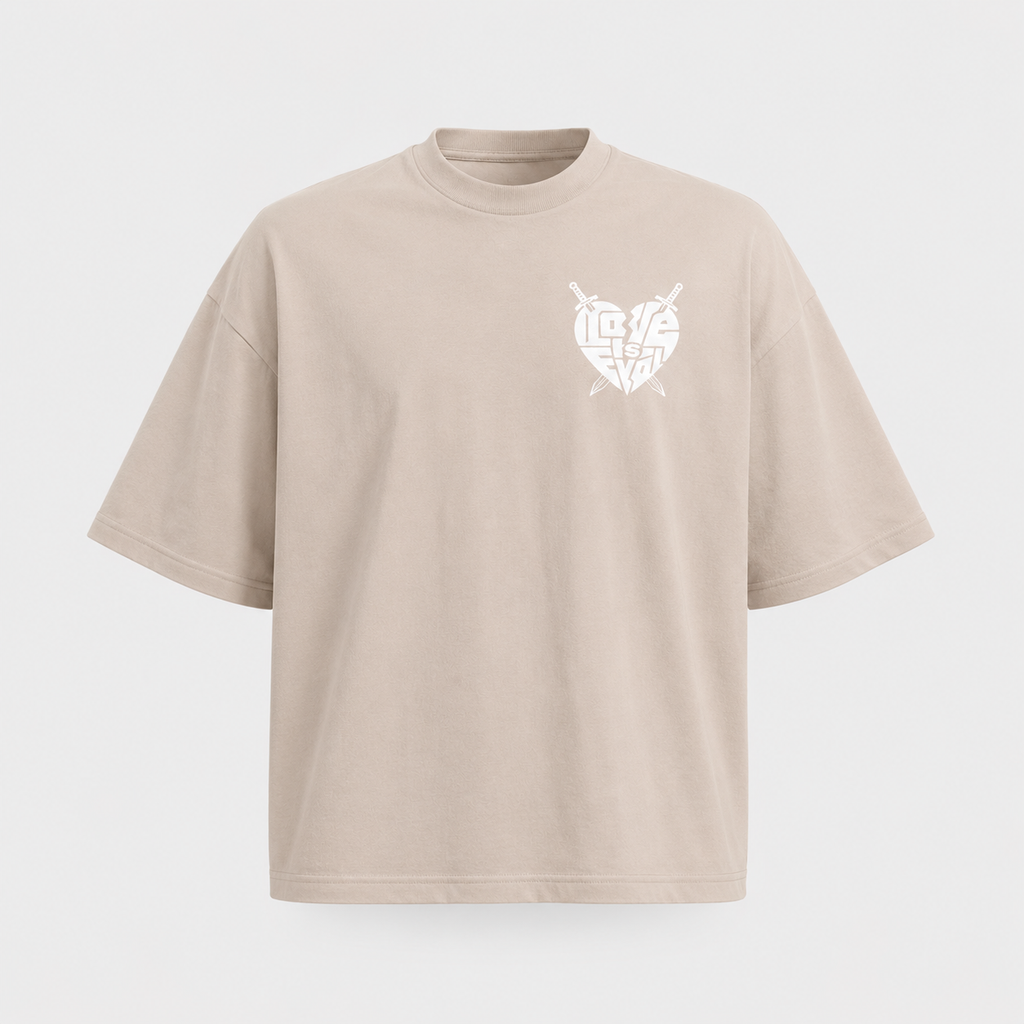 Sand Oversized Love Is Evol Logo Tee