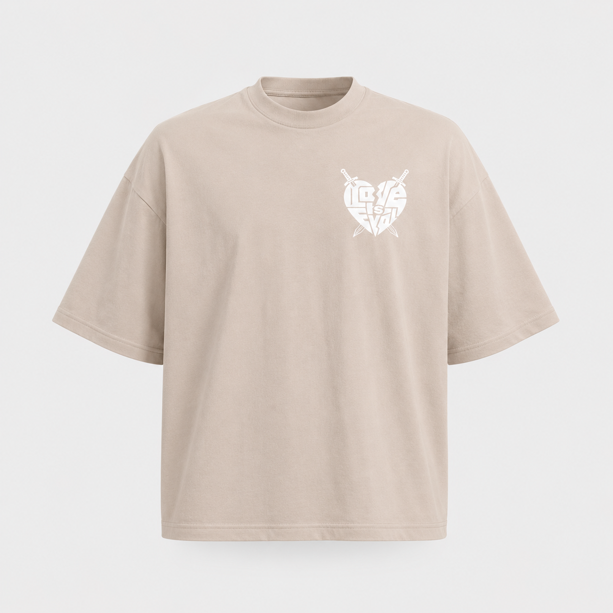 Sand Oversized Love Is Evol Logo Tee